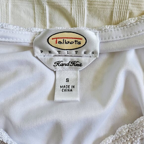 Talbots Petites White Crochet V-Neck Sleeveless Tank Top Women's Size Small - Picture 7 of 8